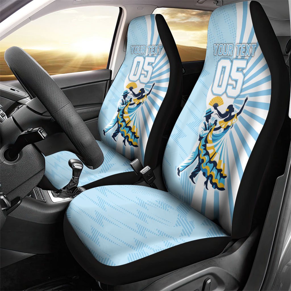 Personalized Uruguay Soccer Car Seat Cover Cultural Dance Drums Sun Emblem Dynamic Flag