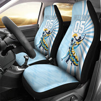 Personalized Uruguay Soccer Car Seat Cover Cultural Dance Drums Sun Emblem Dynamic Flag
