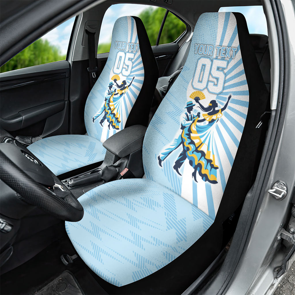 Personalized Uruguay Soccer Car Seat Cover Cultural Dance Drums Sun Emblem Dynamic Flag