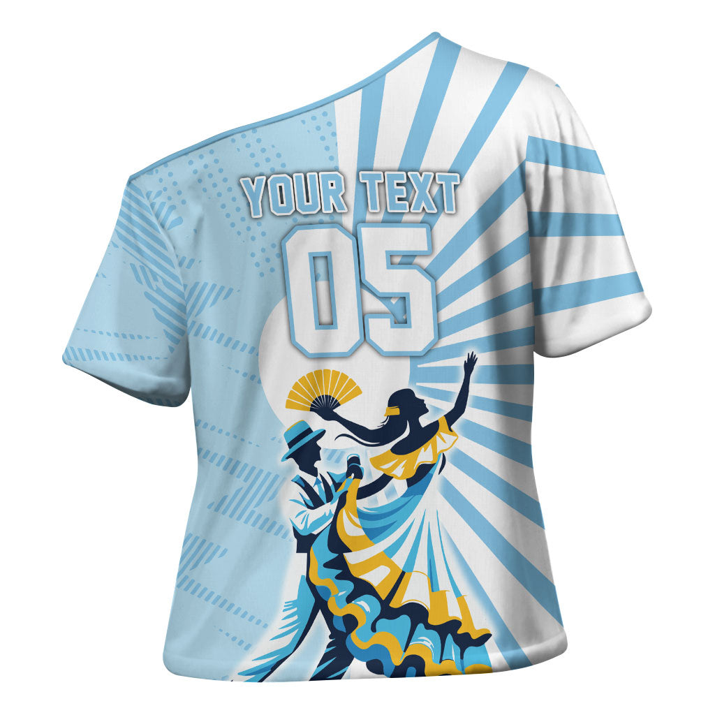 Personalized Uruguay Soccer Cross Shoulder Shirt Cultural Dance Drums Sun Emblem Dynamic Flag