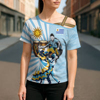 Personalized Uruguay Soccer Cross Shoulder Shirt Cultural Dance Drums Sun Emblem Dynamic Flag