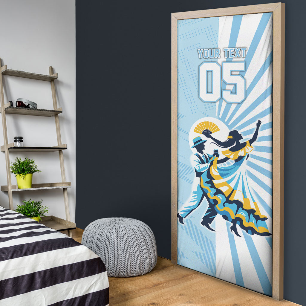Personalized Uruguay Soccer Door Cover Cultural Dance Drums Sun Emblem Dynamic Flag