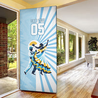 Personalized Uruguay Soccer Door Cover Cultural Dance Drums Sun Emblem Dynamic Flag
