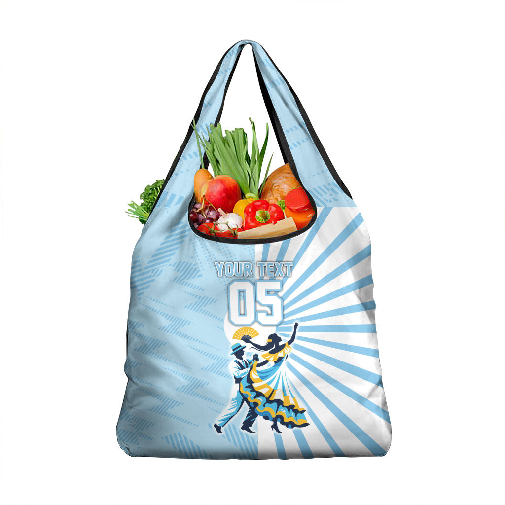 Personalized Uruguay Soccer Grocery Bag Cultural Dance Drums Sun Emblem Dynamic Flag