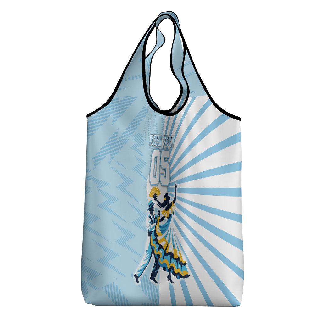 Personalized Uruguay Soccer Grocery Bag Cultural Dance Drums Sun Emblem Dynamic Flag