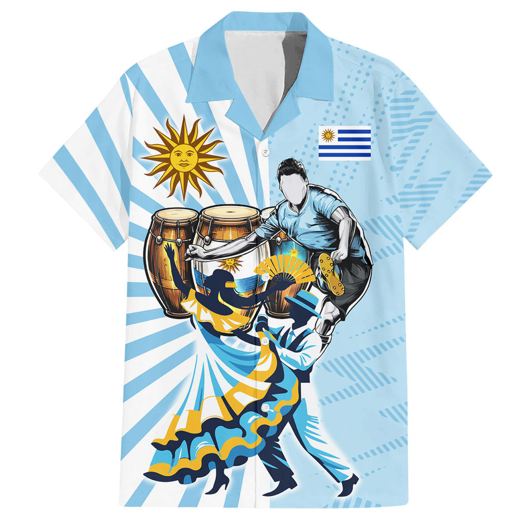 Personalized Uruguay Soccer Hawaiian Shirt Cultural Dance Drums Sun Emblem Dynamic Flag