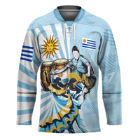 Personalized Uruguay Soccer Hockey Jersey Cultural Dance Drums Sun Emblem Dynamic Flag