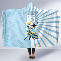 Personalized Uruguay Soccer Hooded Blanket Cultural Dance Drums Sun Emblem Dynamic Flag