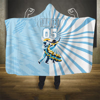 Personalized Uruguay Soccer Hooded Blanket Cultural Dance Drums Sun Emblem Dynamic Flag