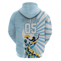 Personalized Uruguay Soccer Hoodie Cultural Dance Drums Sun Emblem Dynamic Flag