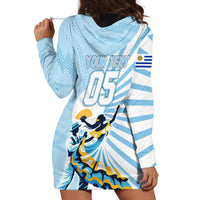 Personalized Uruguay Soccer Hoodie Dress Cultural Dance Drums Sun Emblem Dynamic Flag