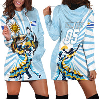Personalized Uruguay Soccer Hoodie Dress Cultural Dance Drums Sun Emblem Dynamic Flag