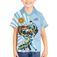 Personalized Uruguay Soccer Kid Hawaiian Shirt Cultural Dance Drums Sun Emblem Dynamic Flag
