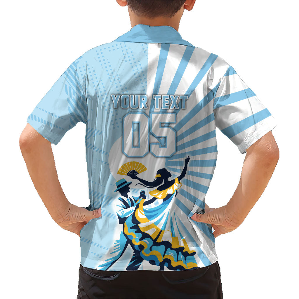 Personalized Uruguay Soccer Kid Hawaiian Shirt Cultural Dance Drums Sun Emblem Dynamic Flag
