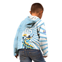 Personalized Uruguay Soccer Kid Hoodie Cultural Dance Drums Sun Emblem Dynamic Flag