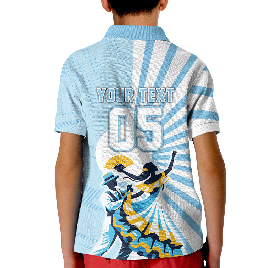 Personalized Uruguay Soccer Kid Polo Shirt Cultural Dance Drums Sun Emblem Dynamic Flag