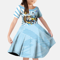 Personalized Uruguay Soccer Kid Short Sleeve Dress Cultural Dance Drums Sun Emblem Dynamic Flag