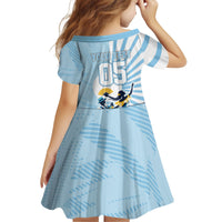 Personalized Uruguay Soccer Kid Short Sleeve Dress Cultural Dance Drums Sun Emblem Dynamic Flag