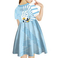 Personalized Uruguay Soccer Kid Short Sleeve Dress Cultural Dance Drums Sun Emblem Dynamic Flag