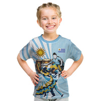Personalized Uruguay Soccer Kid T Shirt Cultural Dance Drums Sun Emblem Dynamic Flag