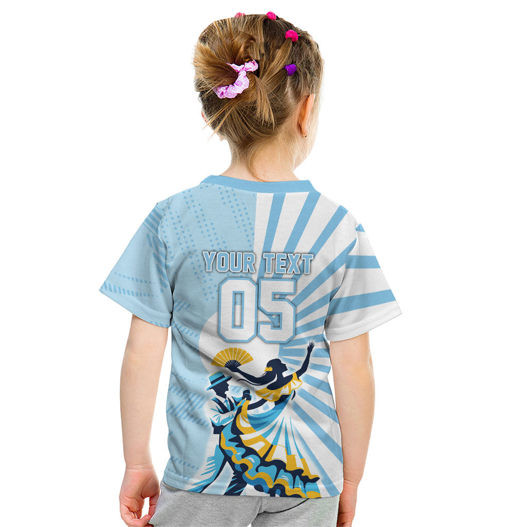 Personalized Uruguay Soccer Kid T Shirt Cultural Dance Drums Sun Emblem Dynamic Flag