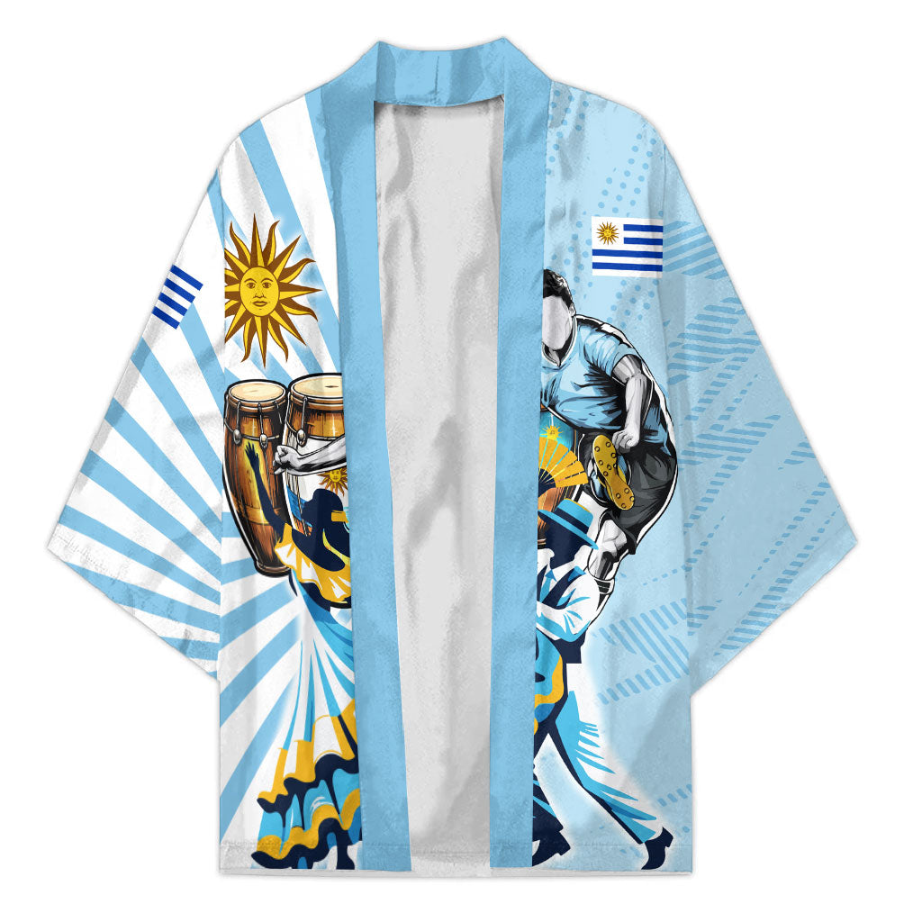 Personalized Uruguay Soccer Kimono Cultural Dance Drums Sun Emblem Dynamic Flag