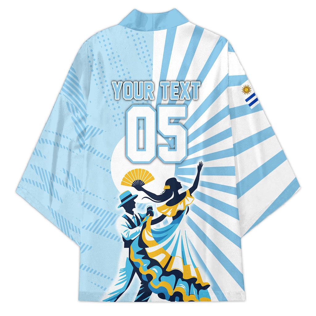 Personalized Uruguay Soccer Kimono Cultural Dance Drums Sun Emblem Dynamic Flag