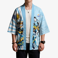 Personalized Uruguay Soccer Kimono Cultural Dance Drums Sun Emblem Dynamic Flag