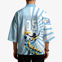 Personalized Uruguay Soccer Kimono Cultural Dance Drums Sun Emblem Dynamic Flag