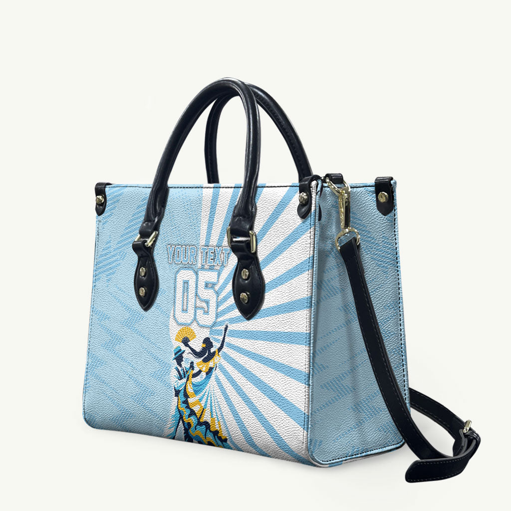 Personalized Uruguay Soccer Leather Bag Cultural Dance Drums Sun Emblem Dynamic Flag