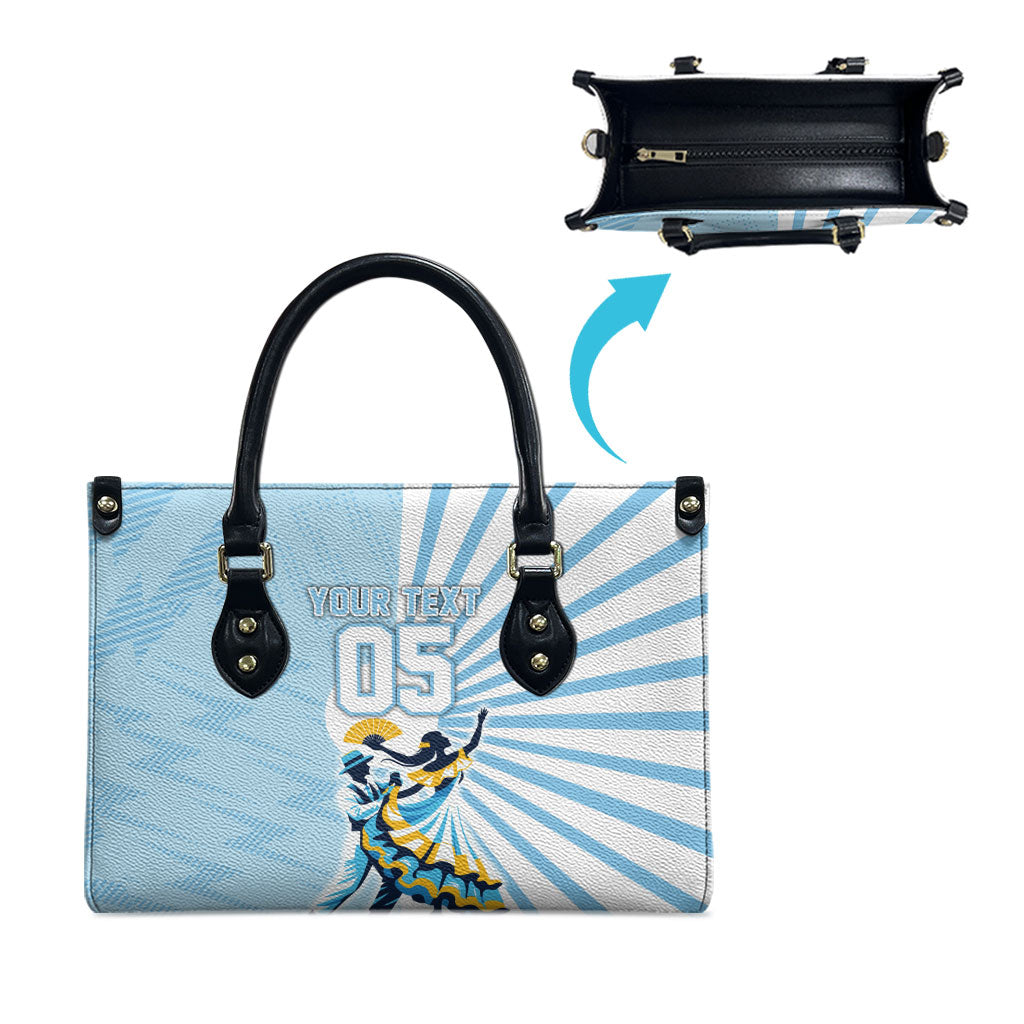 Personalized Uruguay Soccer Leather Bag Cultural Dance Drums Sun Emblem Dynamic Flag