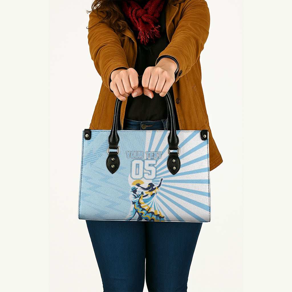 Personalized Uruguay Soccer Leather Bag Cultural Dance Drums Sun Emblem Dynamic Flag