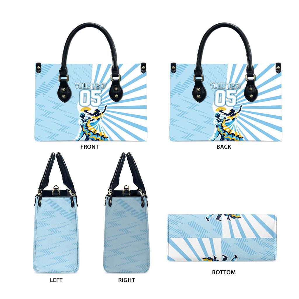 Personalized Uruguay Soccer Leather Bag Cultural Dance Drums Sun Emblem Dynamic Flag