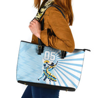 Personalized Uruguay Soccer Leather Tote Bag Cultural Dance Drums Sun Emblem Dynamic Flag