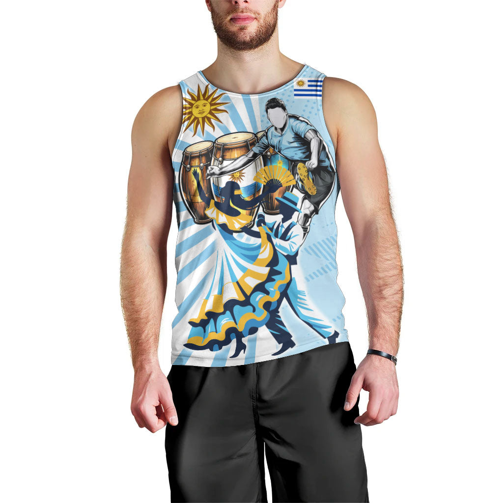 Personalized Uruguay Soccer Men Tank Top Cultural Dance Drums Sun Emblem Dynamic Flag