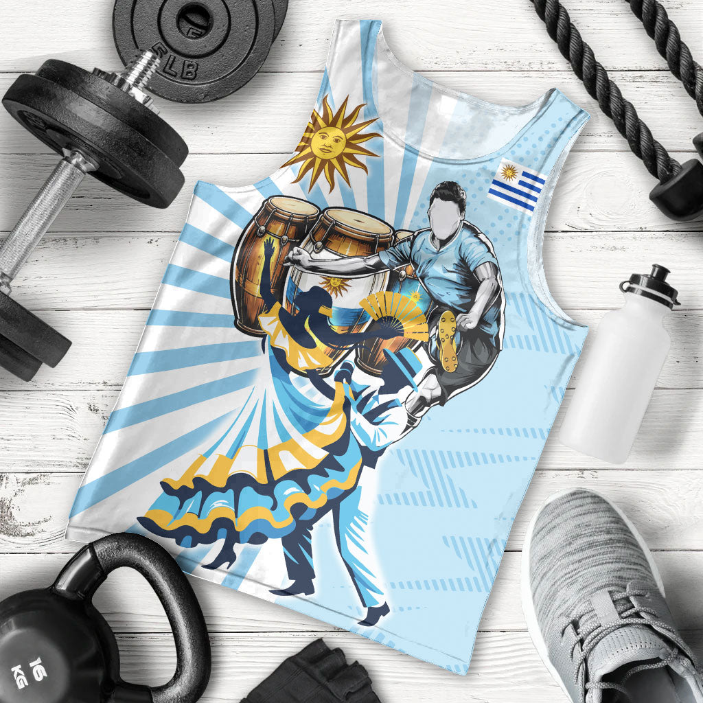 Personalized Uruguay Soccer Men Tank Top Cultural Dance Drums Sun Emblem Dynamic Flag