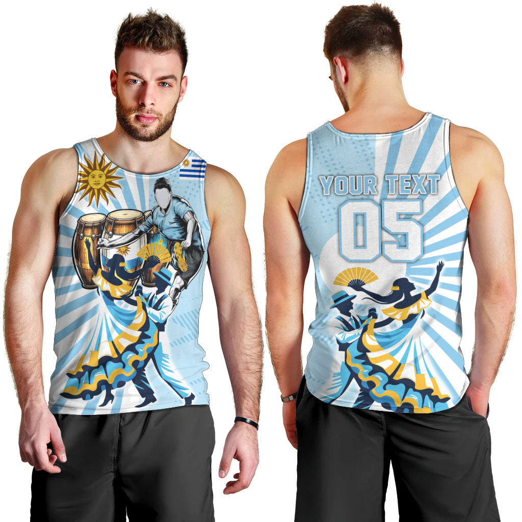 Personalized Uruguay Soccer Men Tank Top Cultural Dance Drums Sun Emblem Dynamic Flag