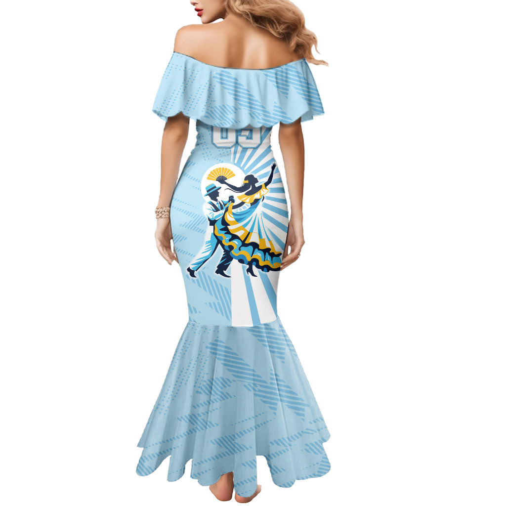 Personalized Uruguay Soccer Mermaid Dress Cultural Dance Drums Sun Emblem Dynamic Flag
