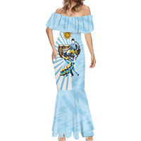 Personalized Uruguay Soccer Mermaid Dress Cultural Dance Drums Sun Emblem Dynamic Flag