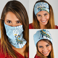 Personalized Uruguay Soccer Neck Gaiter Cultural Dance Drums Sun Emblem Dynamic Flag