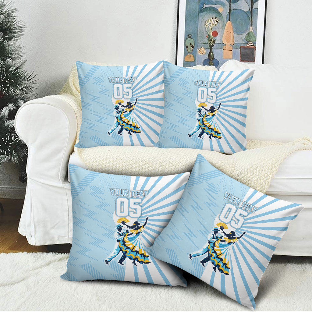 Personalized Uruguay Soccer Pillow Cover Cultural Dance Drums Sun Emblem Dynamic Flag