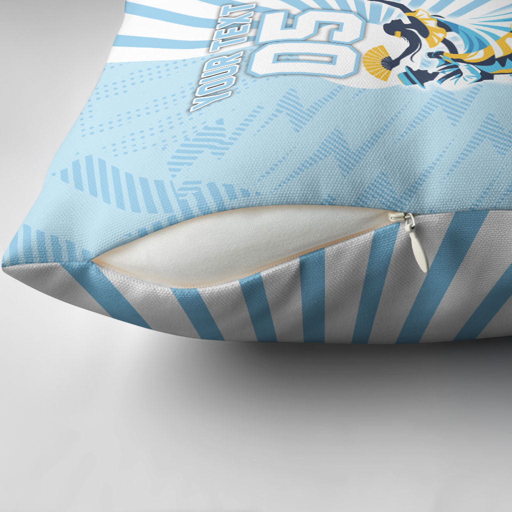 Personalized Uruguay Soccer Pillow Cover Cultural Dance Drums Sun Emblem Dynamic Flag