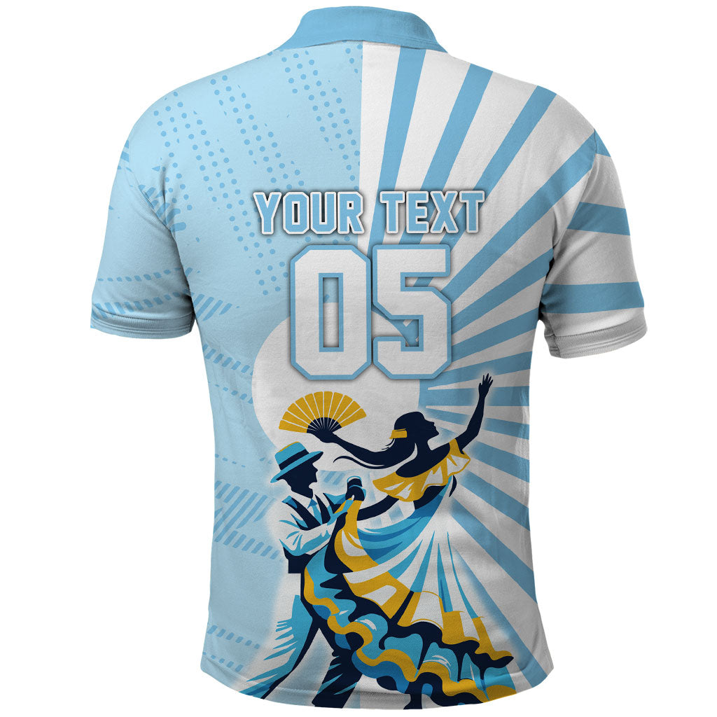 Personalized Uruguay Soccer Polo Shirt Cultural Dance Drums Sun Emblem Dynamic Flag