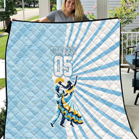 Personalized Uruguay Soccer Quilt Cultural Dance Drums Sun Emblem Dynamic Flag