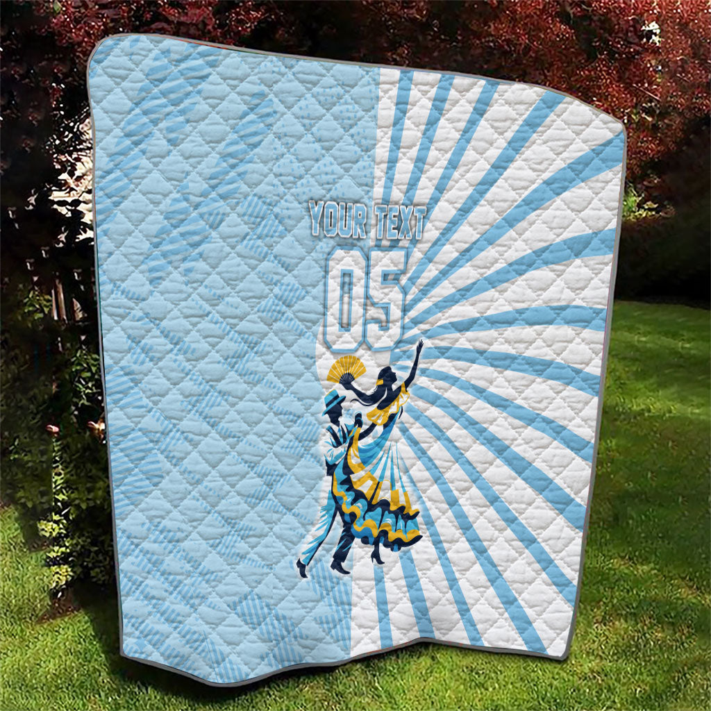 Personalized Uruguay Soccer Quilt Cultural Dance Drums Sun Emblem Dynamic Flag