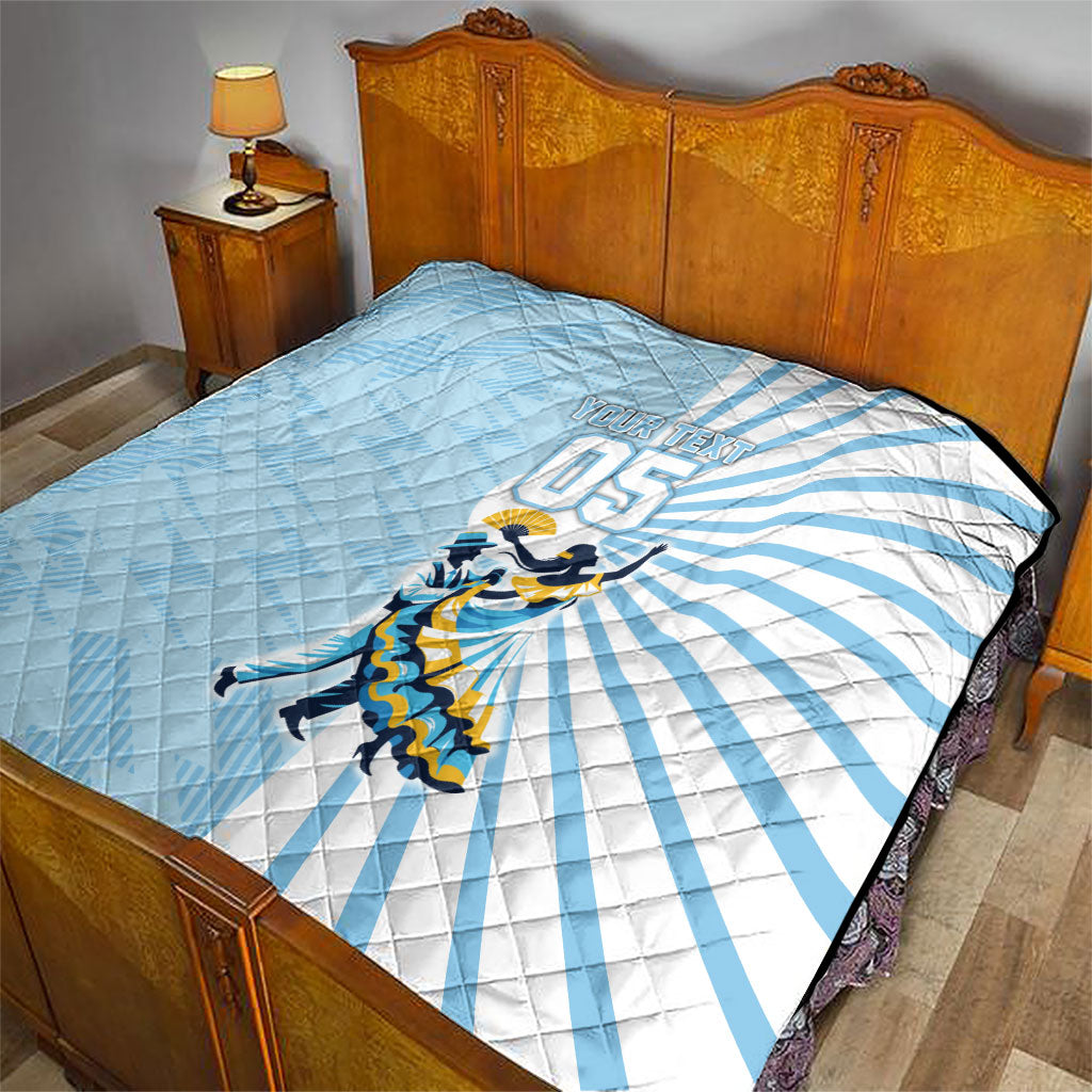 Personalized Uruguay Soccer Quilt Cultural Dance Drums Sun Emblem Dynamic Flag