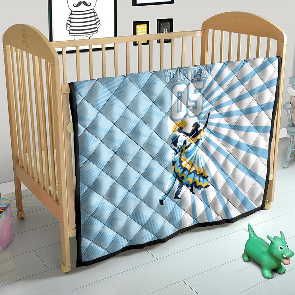 Personalized Uruguay Soccer Quilt Cultural Dance Drums Sun Emblem Dynamic Flag