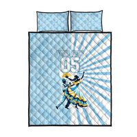 Personalized Uruguay Soccer Quilt Bed Set Cultural Dance Drums Sun Emblem Dynamic Flag