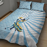 Personalized Uruguay Soccer Quilt Bed Set Cultural Dance Drums Sun Emblem Dynamic Flag