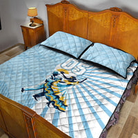 Personalized Uruguay Soccer Quilt Bed Set Cultural Dance Drums Sun Emblem Dynamic Flag